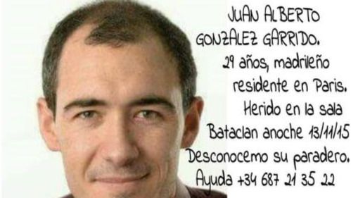 El Gobierno confirma que el español Juan Alberto González Garrido murió en el ataque a la sala Bataclan y que hay otro herido