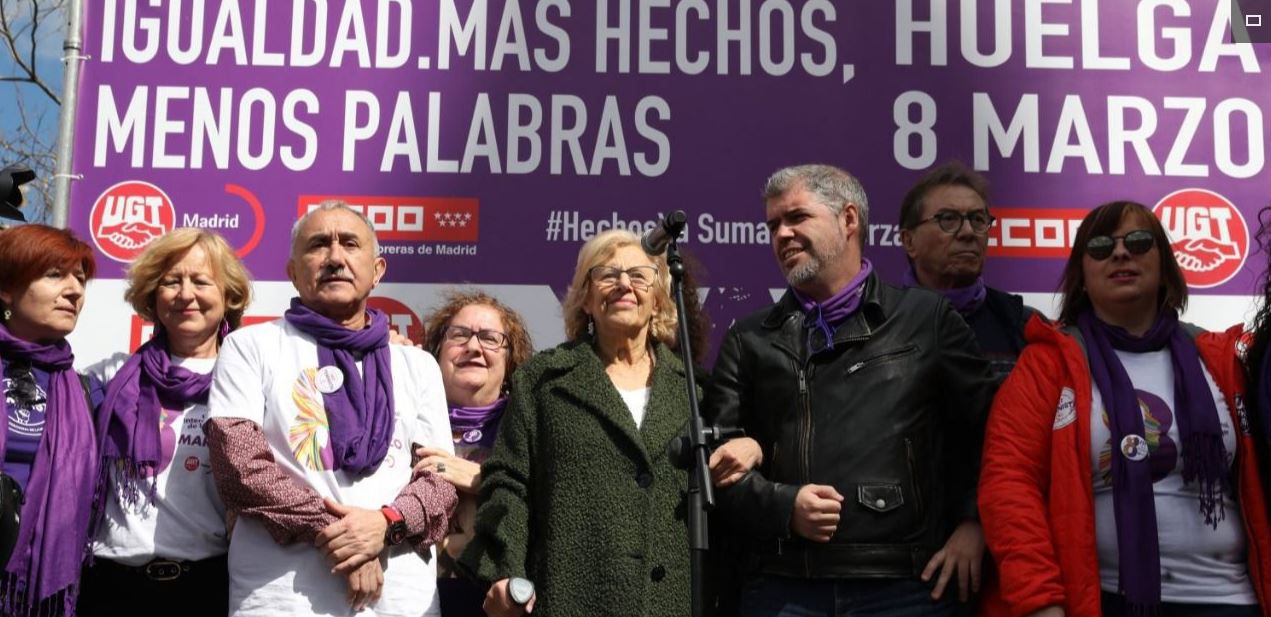 Líderes sindicales con la alcaldesa Manuela Carmena