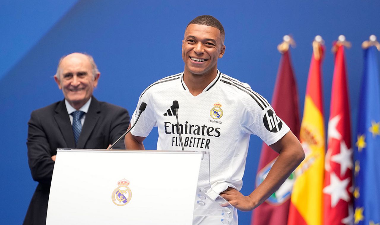 Kylian Mbappé, durante su presentación en el Real Madrid