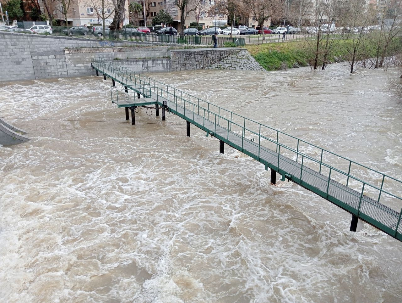 Crecida del río Manzanares por las lluvias