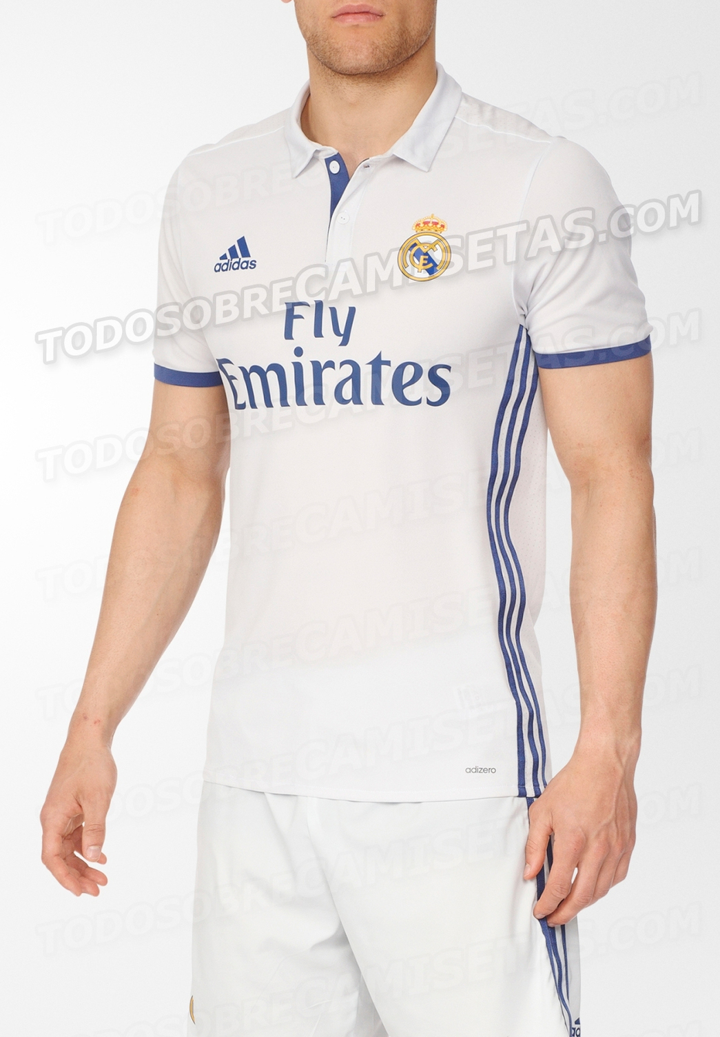Camiseta real madrid sales blanca y azul