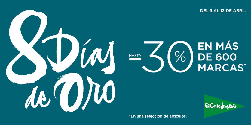 El Corte Inglés lanza la campaña '8 Días de Oro' con descuentos de hasta el 30% en más de 600 marcas