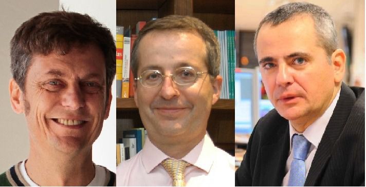 Algunos ponentes. De izq a dcha: Javier Creus, Javier Fernández Aguado y Juanma Romero