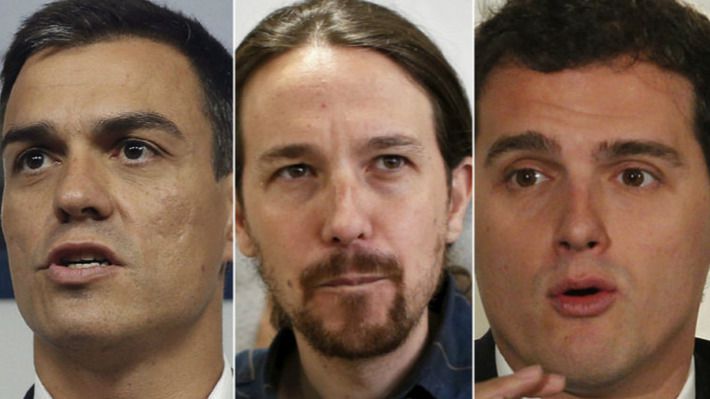 Pedro Sánchez, Albert Rivera y Pablo Iglesias cierran un primer gran debate sin Rajoy