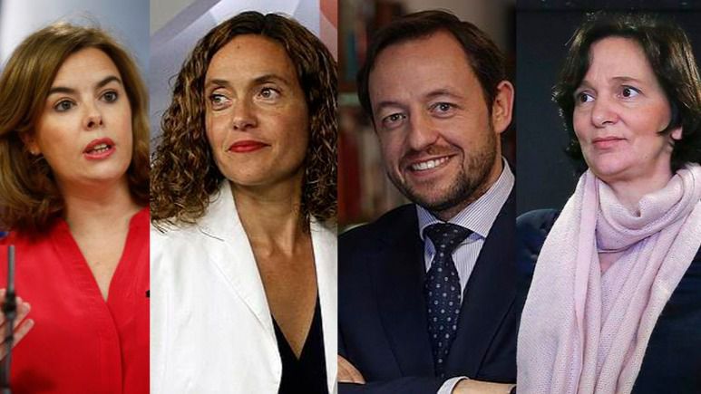 De izquierda a derecha: Soraya Sáenz de Santamaría, Meritxell Batet, Francisco de la Torre y Carolina Bescansa