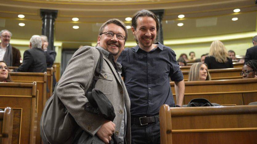 Pablo Iglesias y el portavoz de 'En Comú Podem', Xavier Doménech