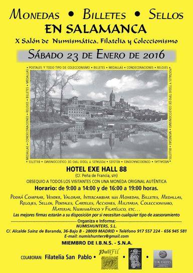 Salamanca acogerá el X Salón de Numismática, Filatelia y Coleccionismo