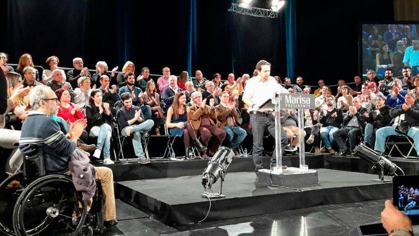 Pablo Iglesias durante el acto electoral en Portugal.