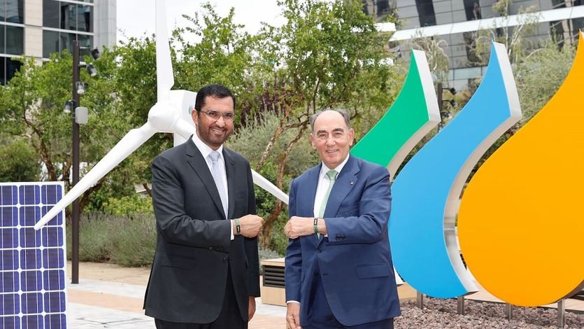 Sultan Al Jaber, ministro de Industria y Tecnología Avanzada de Emiratos Árabes Unidos (EAU), presidente de Masdar y presidente designado de la COP28 y el presidente de Iberdrola, Ignacio Galán