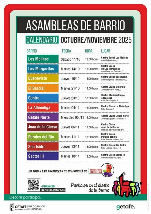 Getafe inicia asambleas de barrio del 11 de octubre al 18 de noviembre