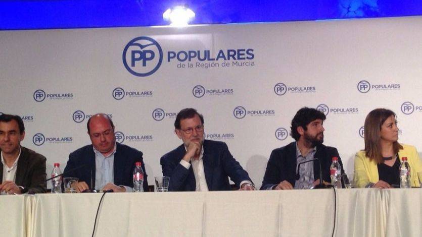 Rajoy, esta mañana en Murcia junto a la directiva regional del PP.
