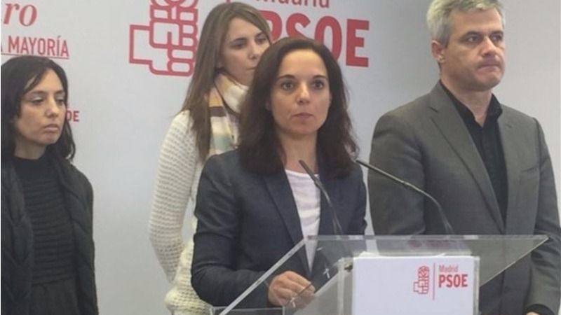 Sara Hernández, secretaria general del PSM, en su comparecencia para valorar la dimisión de Aguirre.