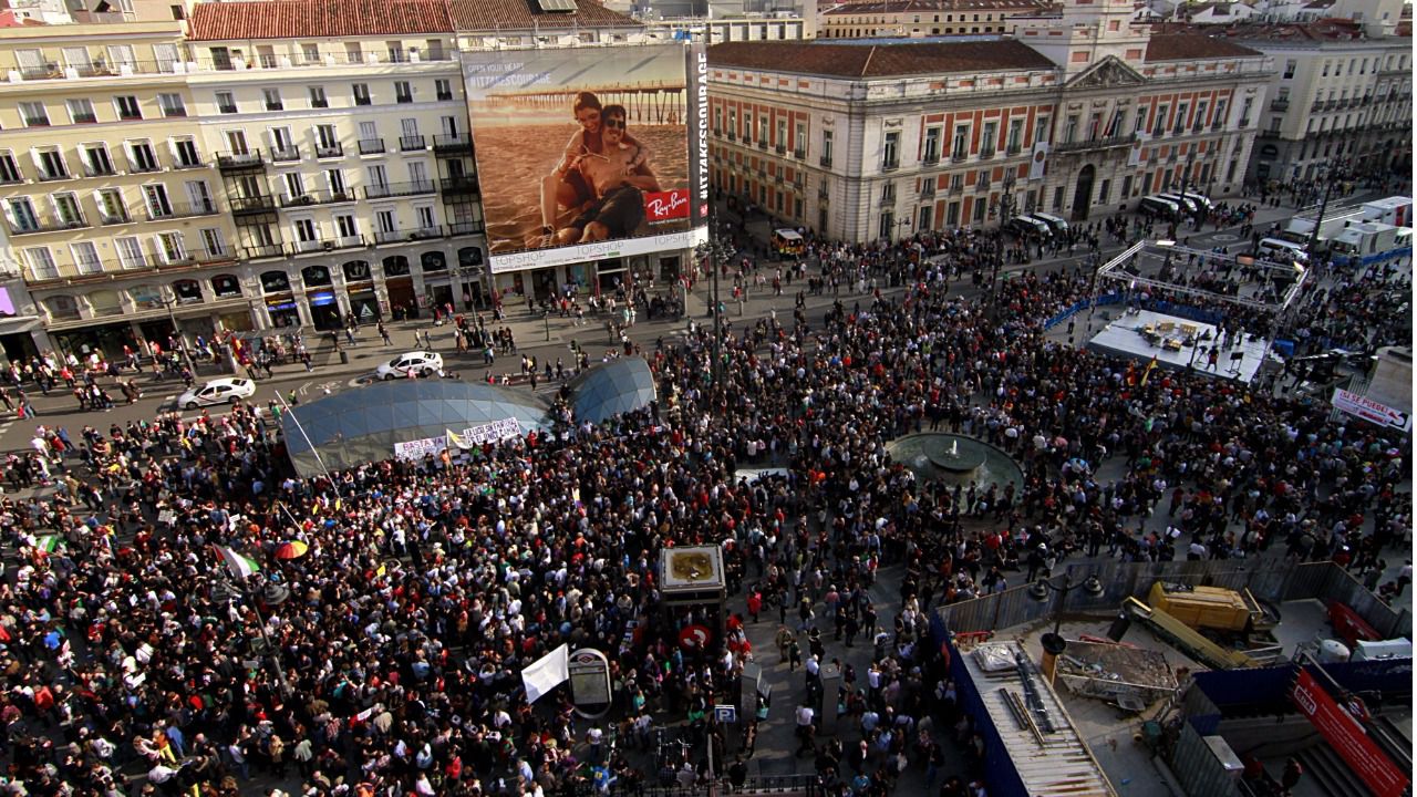 Sol se unió al grito de protesta internacional en el quinto aniversario del 15-M