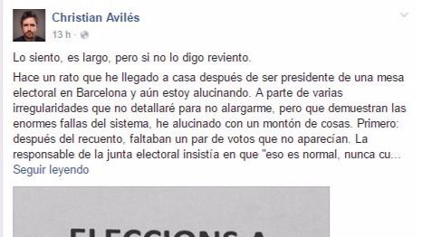 El relato de un presidente de mesa electoral echa más leña al fuego de la rumorología del 'pucherazo'