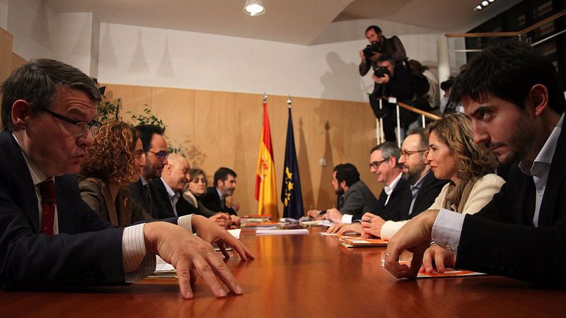 Los equipos negociadores de PSOE y Ciudadanos en febrero