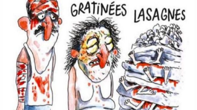 Italia, indignada con una viñeta de 'Charlie Hebdó' sobre el terremoto de Amatrice