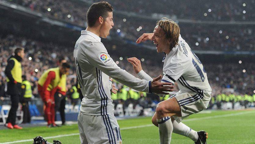 Copa: James se reivindica haciendo de Cristiano en la paliza del Madrid al Sevilla (3-0)