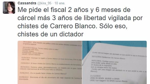 Tuit sobre los chistes de Carrero Blanco