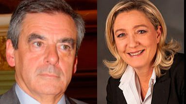 Candidatos a las elecciones en Francia François Fillon Marine Le Pen Emmanuel Macron y Benoît Hamon