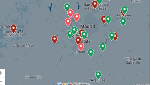 Mapa de los apoyos madrileños a los cadidatos a las primarias del PSOE