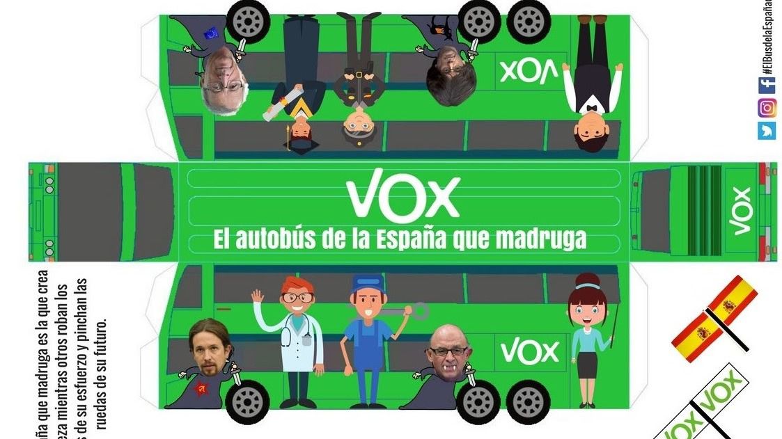 VOX parodia a Podemos con un autobús que cuesta sólo 7 euros