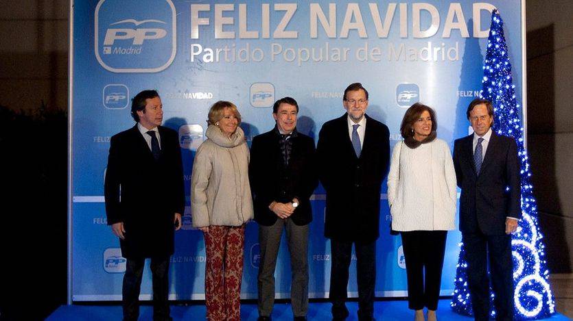 Floriano, Aguirre, Rajoy e Ignacio González, en una fiesta de Navidad del PP