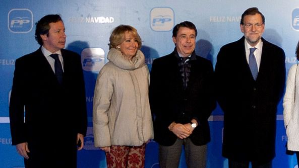 Floriano, Aguirre, Rajoy e Ignacio González, en una fiesta de Navidad del PP