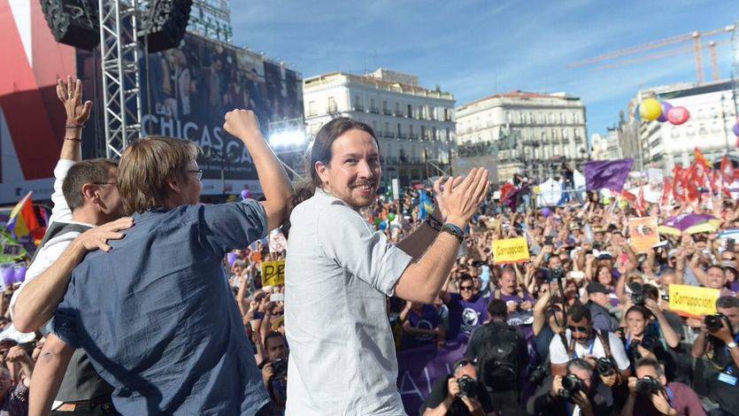Unidos Podemos celebra una victoria social de la moción de censura sin rebosar Sol