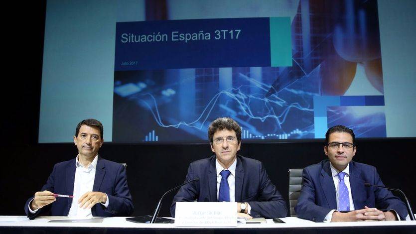 Jorge Sicilia, Rafael Doménech y Miguel Cardoso en la presentación de Situación España 3T17