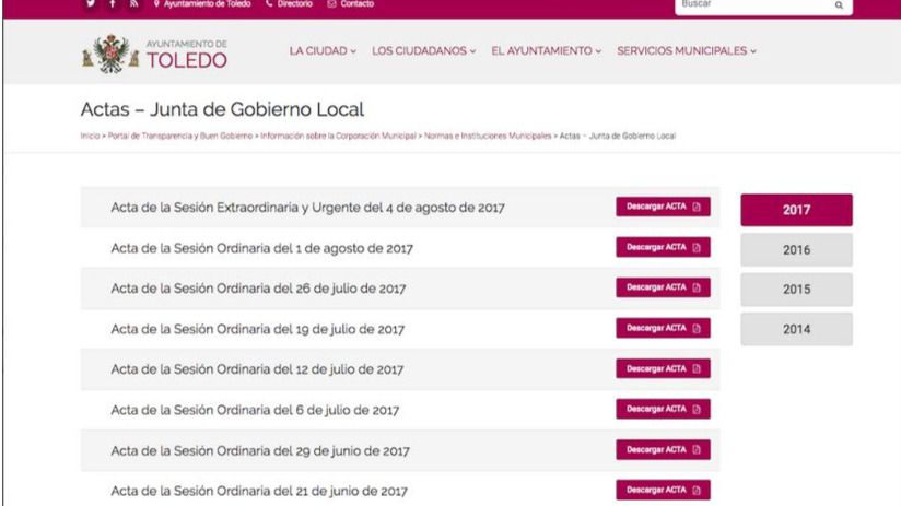 Ciudadanos denuncia el retraso en la publicación de las actas de las Juntas de Gobierno de Toledo