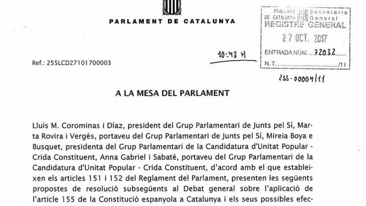 Propuestas de resolución en el Parlament