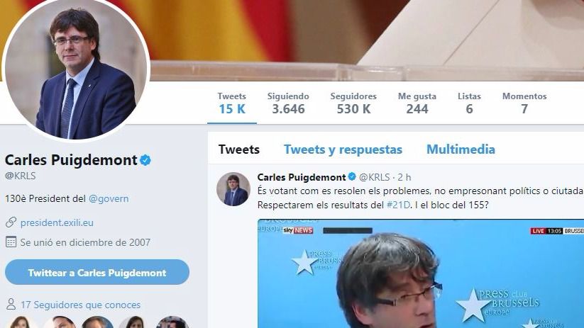 Perfil de Twitter de Puigdemont