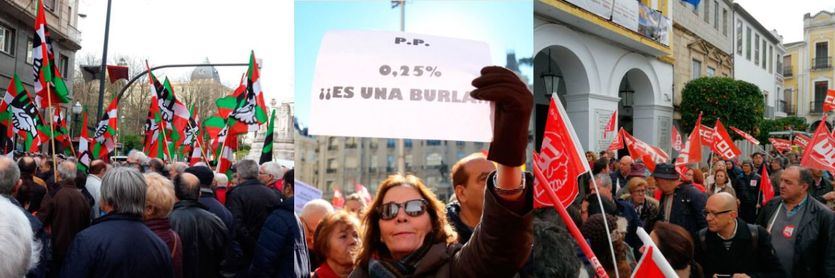 Manifestaciones de pensionistas en Euskadi, Madrid y Extremadura