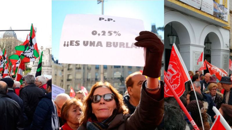 Manifestaciones de pensionistas en Euskadi, Madrid y Extremadura