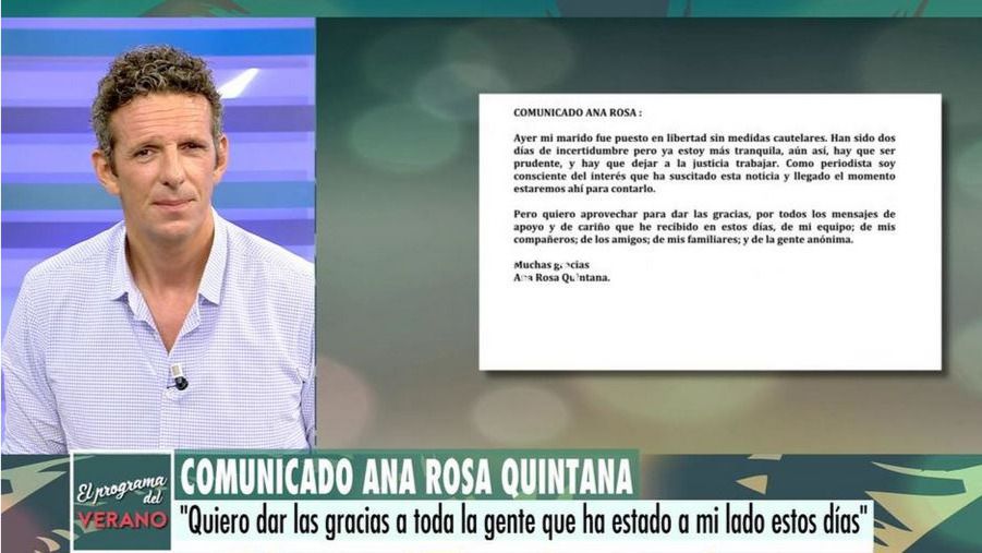El comunicado de Ana Rosa Quintana sobre la detención de su marido