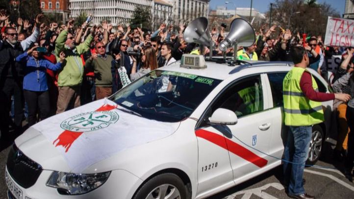 Manifestación de taxistas en Madrid