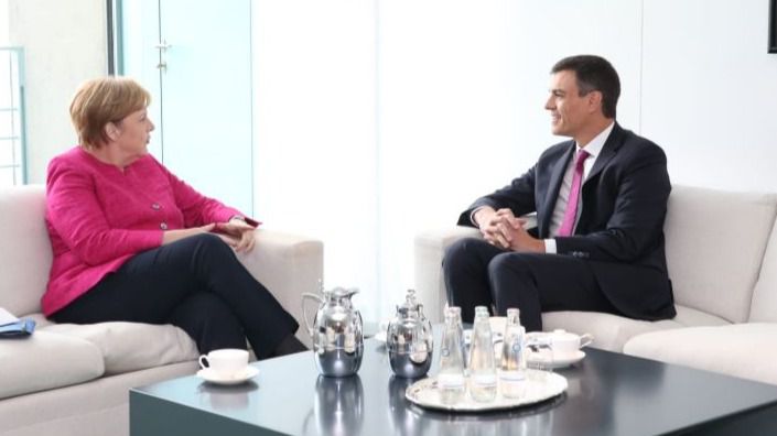 Pedro Sánchez y Angela Merkel