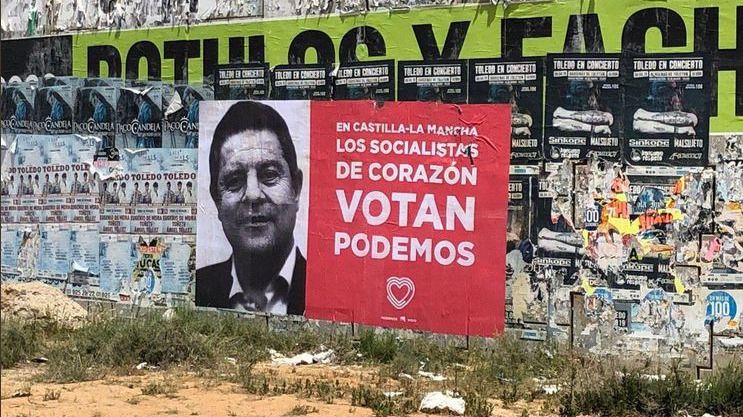 La polémica por los carteles de Podemos con la cara de García-Page