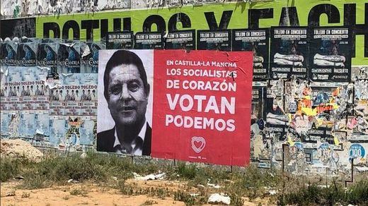 La polémica por los carteles de Podemos con la cara de García-Page