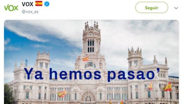 Vox se quita la careta respondiendo así al lema antifascista tras el 26-M: 'Ya hemos pasao'