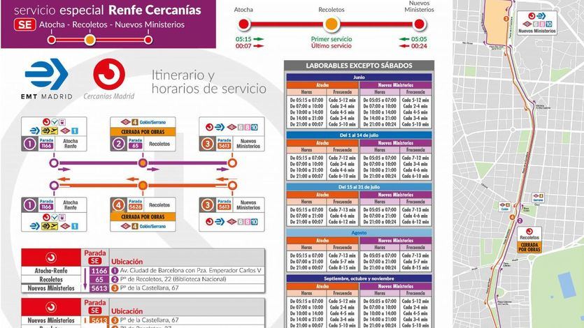 Cercanías Madrid establece un Plan Alternativo de Transporte desde el 2 de junio por las obras de Adif en Recoletos