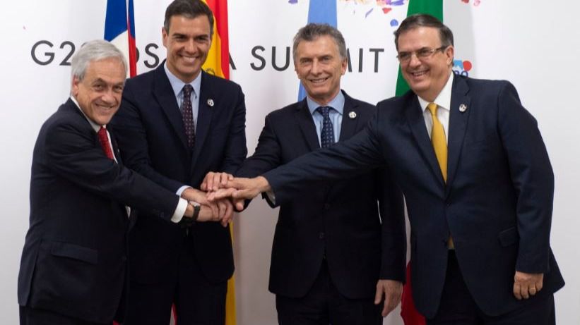 Sánchez con otros líderes mundiales en el G20 de Osaka donde se firmó el acuerdo UE-Mercosur