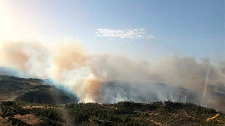 Los medios de extinción siguen actuando en los incendios de Gavilanes (Ávila) y Cenicientos (Madrid)