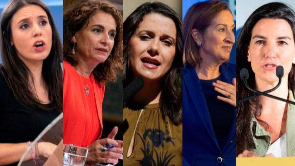 Irene Montero, María Jesús Montero, Inés Arrimadas, Ana Pastor y Rocío Monasterio