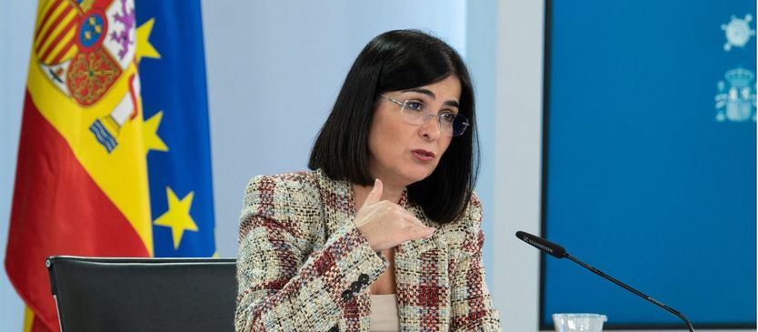 La ministra de Sanidad, Carolina Darias, durante su intervención en la rueda de prensa posterior al Consejo de Ministros