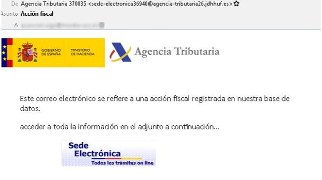 Alerta por el envío de correos que suplantan a la Agencia Tributaria ante el inicio de la campaña de la Renta