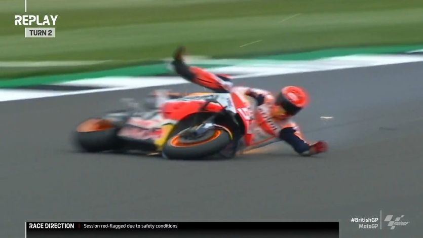 La escalofriante caída de Marc Márquez a más de 270 km/h en Silverstone