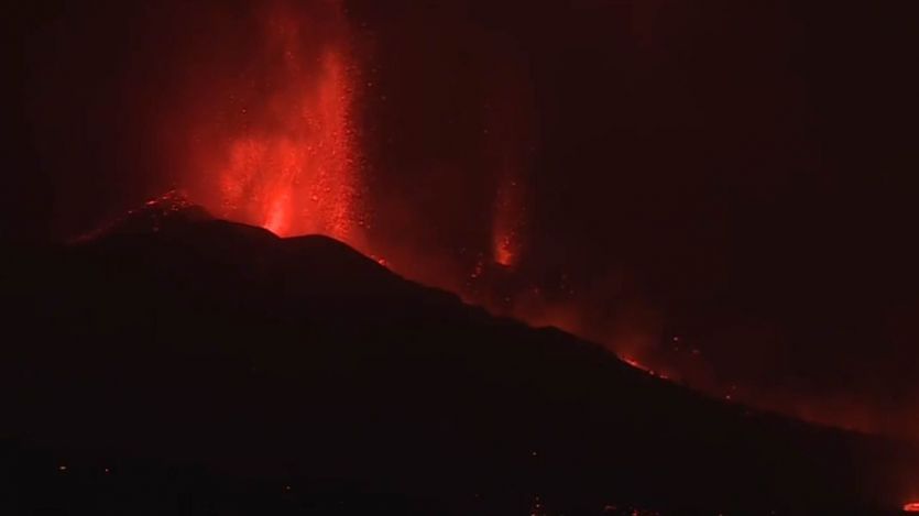 El volcán de La Palma, en erupcion