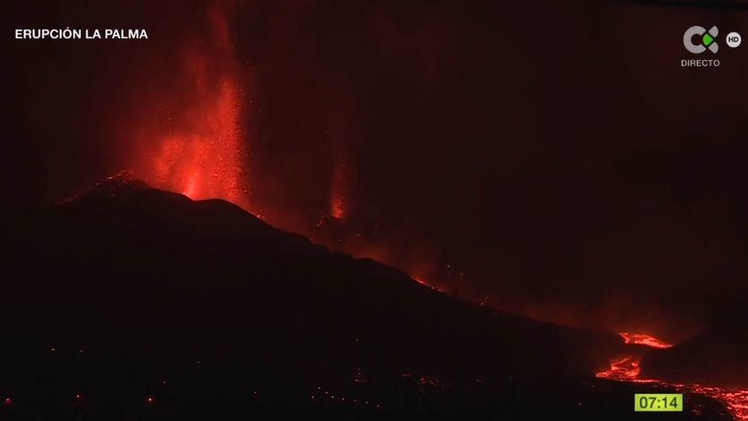 El volcán de La Palma, en erupcion