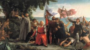 Cuadro 'Primer desembarco de Cristóbal Colón en América'